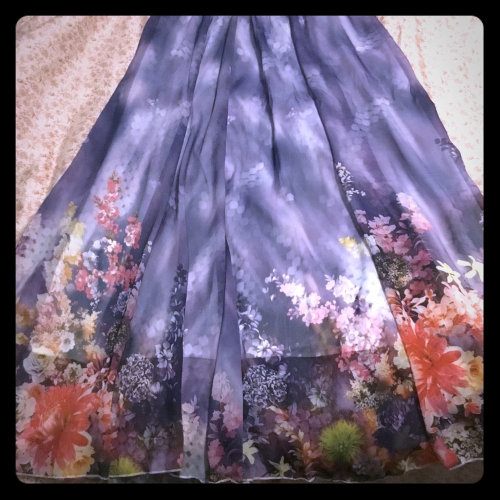 Floral sheer flowing maxi skirt NWT, by Afibi